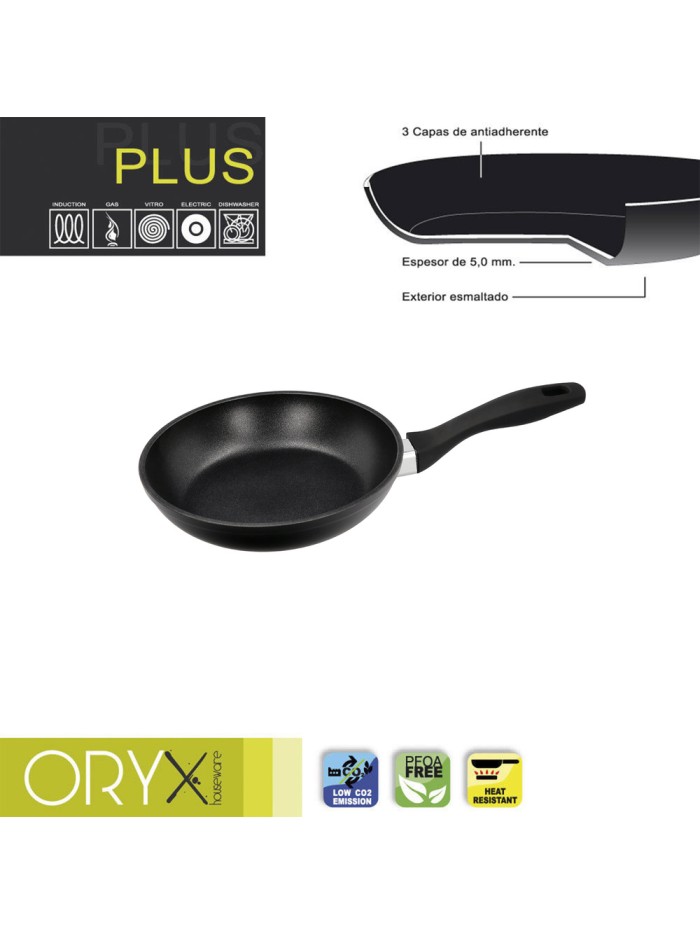 Oryx Sartén Aluminio Antiadherente Plus, Forjada, Apta Inducción, Libre PFOA, Diámetro 18 cm, Espesor 5 mm.