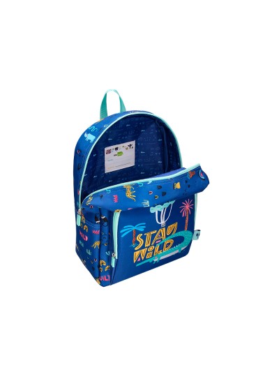 Cartera escolar liderpapel moc hila infantil safari diseño cocodrilo azul marino 330x100x250 mm