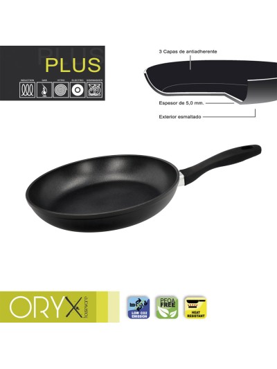 Oryx Sartén Aluminio Antiadherente Plus, Forjada, Apta Inducción, Libre PFOA, Diámetro 28 cm, Espesor 5 mm.
