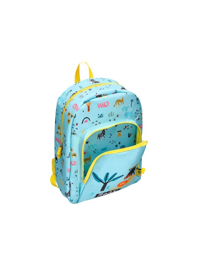 Cartera escolar liderpapel moc hila infantil safari diseño leon azul 330x100x250 mm
