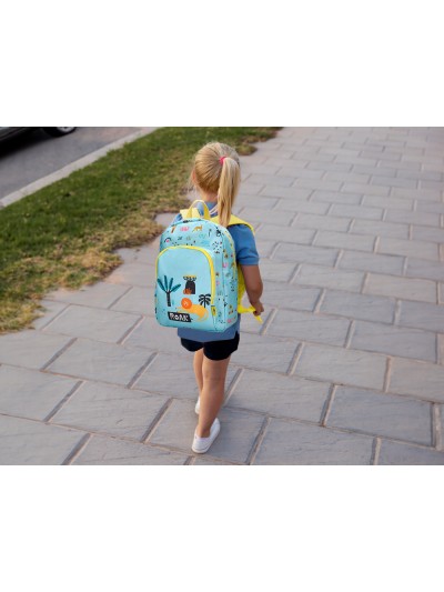 Cartera escolar liderpapel moc hila infantil safari diseño leon azul 330x100x250 mm