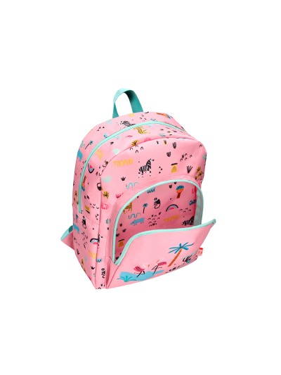 Cartera escolar liderpapel moc hila infantil safari diseño cebra rosa 330x100x250 mm
