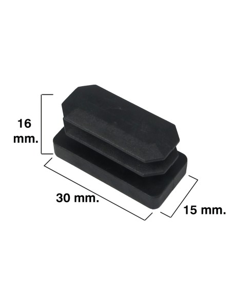 Contera Rectangular Negra 15x30mm. Blister 4 piezas.