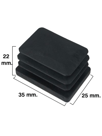 Contera Rectangular Negra 25x35mm. Blister 4 piezas.