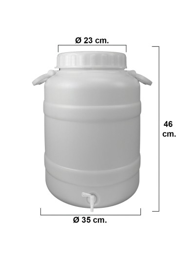 Bidon Garrafa Plastico Alimentario Con Grifo y Boca Ancha 30 Lt.