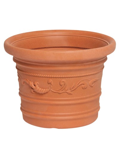Saturnia Macetero Resina Redondo, Color Terracota, Resistente, Ideal Exterior, 35 Cm Diametro.