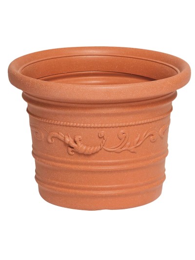 Saturnia Macetero Resina Redondo, Color Terracota, Resistente, Ideal Exterior, 40 Cm Diametro.