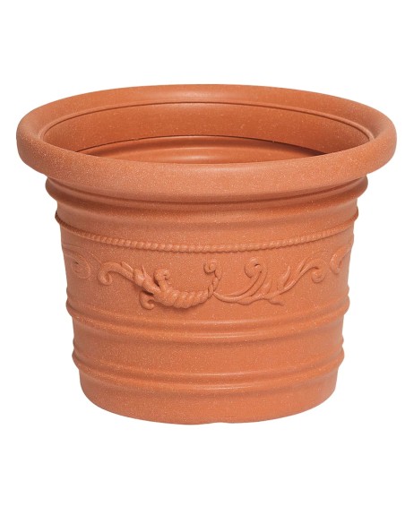 Saturnia Macetero Resina Redondo, Color Terracota, Resistente, Ideal Exterior, 40 Cm Diametro.