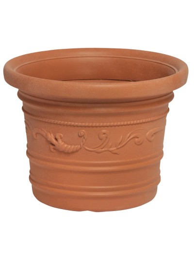 Saturnia Macetero Resina Redondo, Color Terracota, Resistente, Ideal Exterior, 45 Cm Diametro.