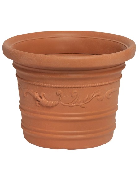 Saturnia Macetero Resina Redondo, Color Terracota, Resistente, Ideal Exterior, 45 Cm Diametro.