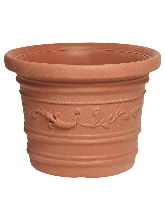 Saturnia Macetero Resina Redondo, Color Terracota, Resistente, Ideal Exterior, 50 Cm Diametro.