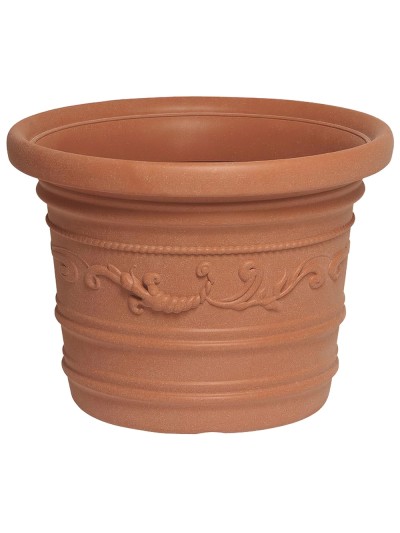 Saturnia Macetero Resina Redondo, Color Terracota, Resistente, Ideal Exterior, 60 Cm Diametro.