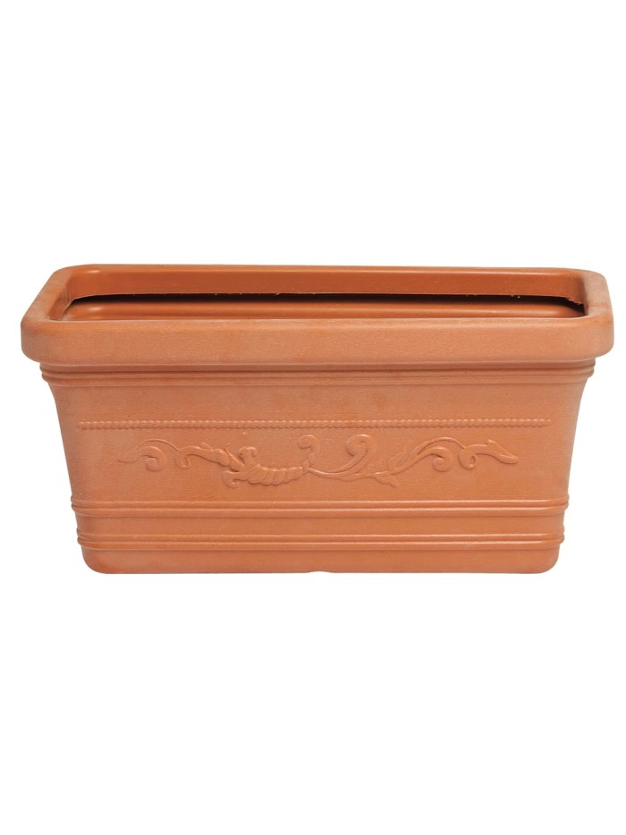 Saturnia Macetero Resina Rectangular, Color Terracota, Resistente, Ideal Exterior, 60x33cm.