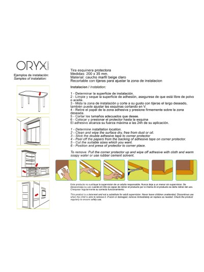 Protector Bordes Muebles Adhesivo Caucho 2 Metros