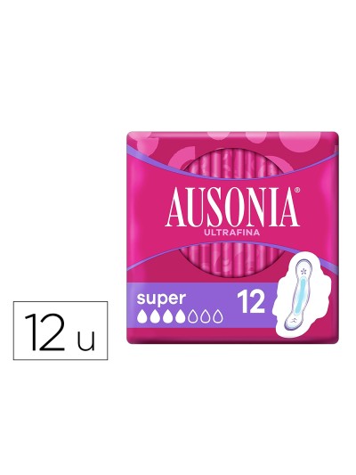 Compresa ausonia ultrafina super con alas caja de 12 unidades