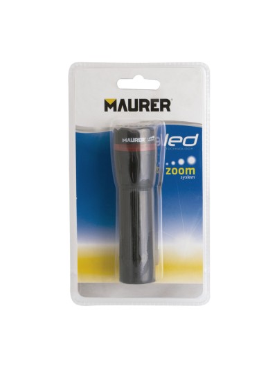 Linterna LED De Mano A Pilas (3 AAA) 50 Lumenes Con Mango Engomado y Función Zoom
