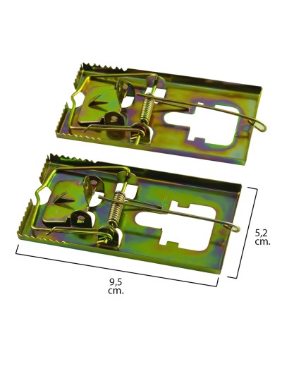 Trampa ratones metálica galvanizada 9.5 x 5.2 cm. (Bolsa 2 unidades)