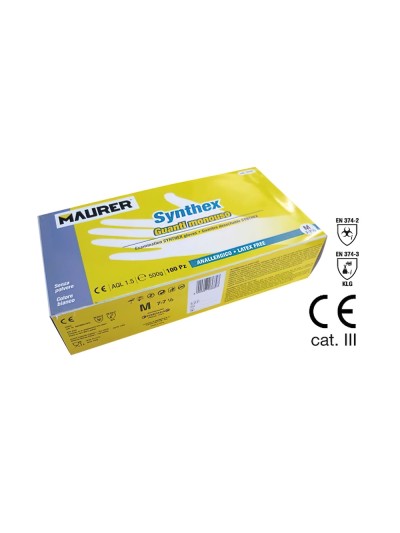 Guantes Desechables Látex Sintetico Talla 7 Caja 100 Unidades