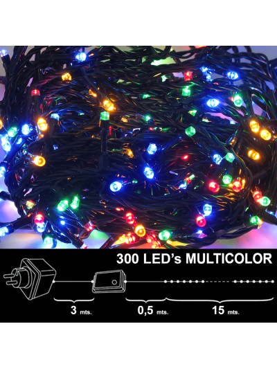 Luces Navidad 300 Leds Luz Multicolores Interior / exterior (IP44)