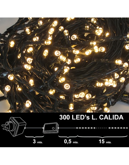 Luces Navidad 300 Leds Luz Calida Interior / exterior (IP44)