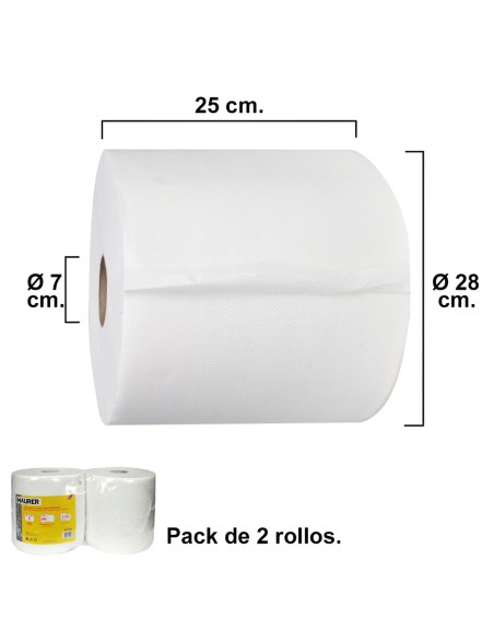 Rollo Papel Secamanos Industrial  800 Servicios Por Rollo (2 Rollos)