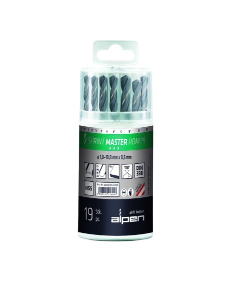Estuche Brocas Alpen Hss Sprint Master  19 Piezas