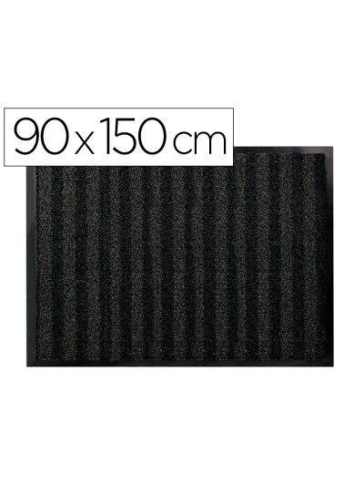 Alfombra para suelo q-connect premium para interiores antideslizante fibra polipropileno y fieltro gris 90x150 cm