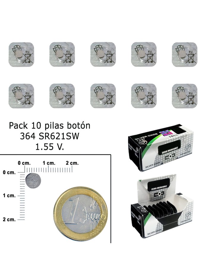 Pila Boton Oxido De Plata 364 / SR621SW (Caja 10 Pilas) Pila Boton Oxido De Plata 364 / SR621SW (Caja 10 Pilas)
