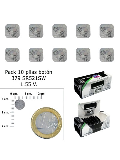 Pila Boton Oxido De Plata 379 / SR521SW (Caja 10 Pilas)
