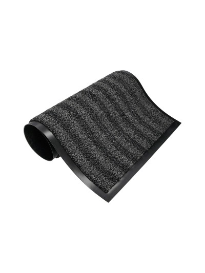 Alfombra para suelo q-connect premium para interiores antideslizante fibra polipropileno y fieltro gris 90x150 cm