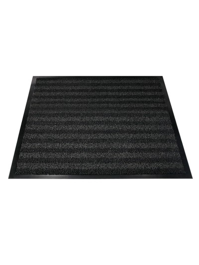 Alfombra para suelo q-connect premium para interiores antideslizante fibra polipropileno y fieltro gris 90x150 cm