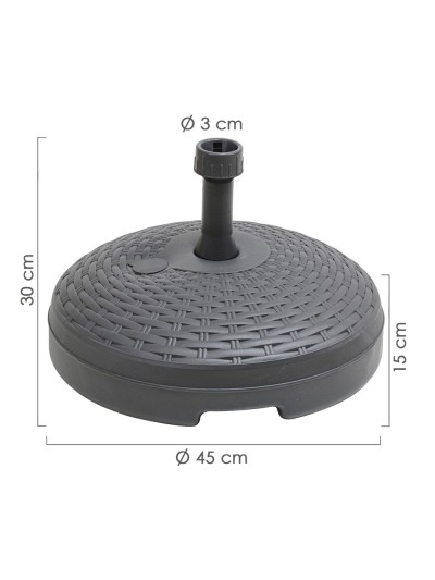 Base Sombrilla Resina Simil Ratan Ø45x15 cm. 20 litros Antracita