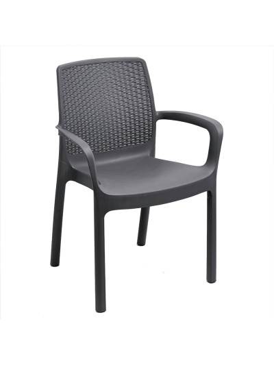 Silla Resina Simil Rattan Regina Antracita