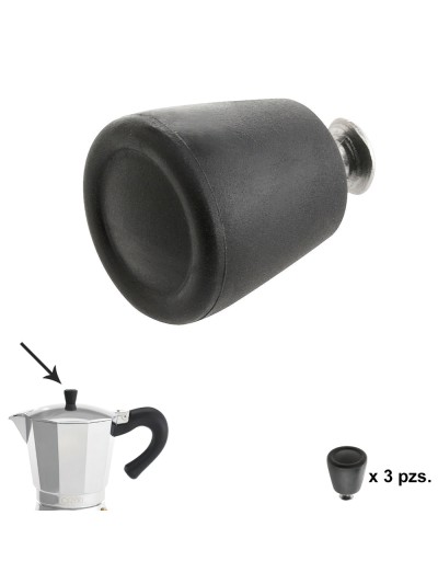 Pomo Cafetera Aluminio Inducción 6 / 9 / 12 Tazas (3 piezas)