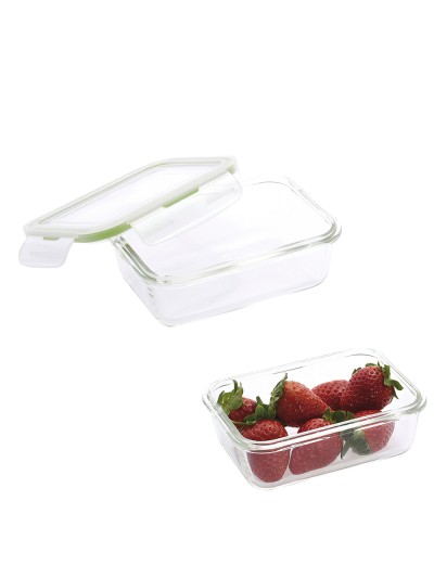 Recipiente Hermetico Cristal Rectangular 550 ml. 16.7 x 11.8 x 6.2 (alt) cm.