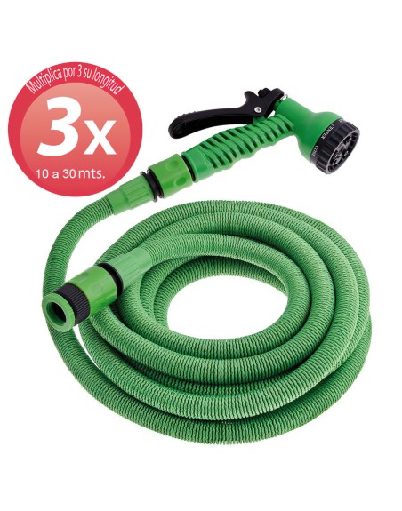 Manguera Extensible Riego Compacto 10 A 30 Metros Con Pistola 7 Posiciones
