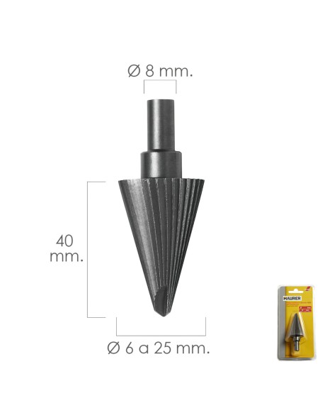 Fresa Conica Hss Ø 6-25 mm. Para Taladro / Fresadora