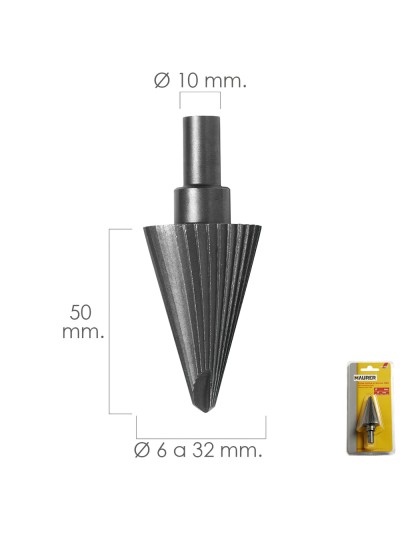 Fresa Conica Hss Ø 6-32 mm. Para Taladro / Fresadora