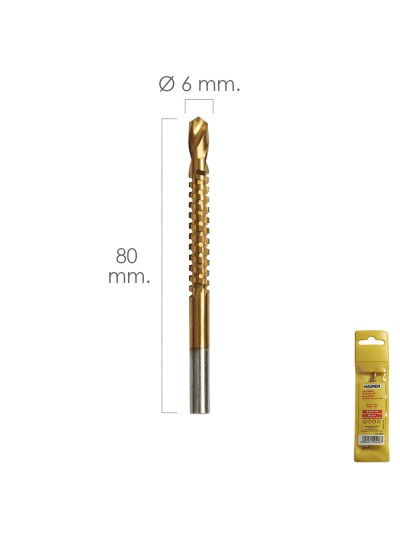Fresa Rotativa Para Metales HSS  Ø 6 x 80 mm. Para Taladro / Fresadora