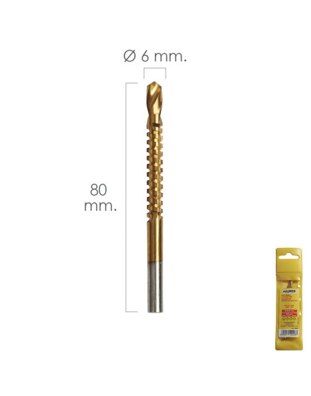 Fresa Rotativa Para Metales HSS  Ø 6 x 80 mm. Para Taladro / Fresadora