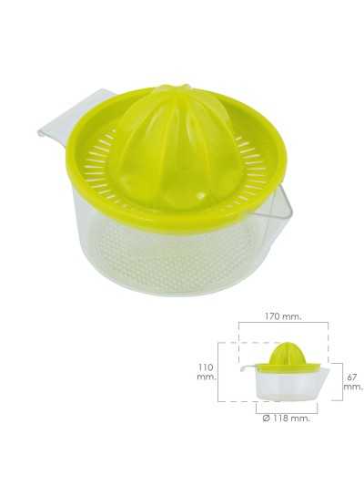 Exprimidor Zumo Manual Frutas Con Jarra Plástico Ø 12 x 11 cm.
