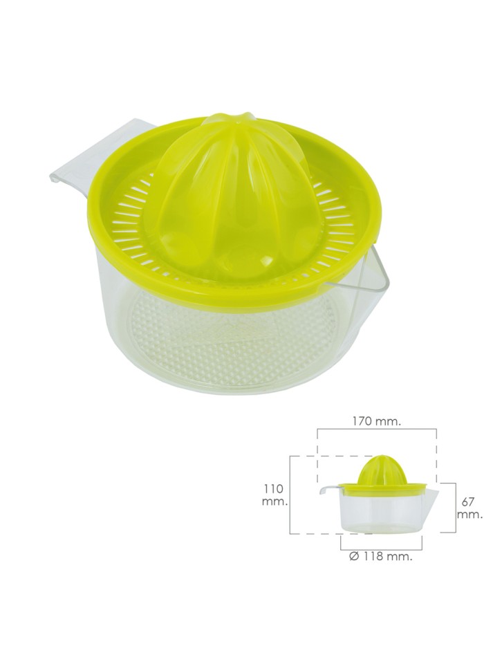 Exprimidor Zumo Manual Frutas Con Jarra Plástico Ø 12 x 11 cm.