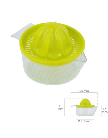 Exprimidor Zumo Manual Frutas Con Jarra Plástico Ø 12 x 11 cm.