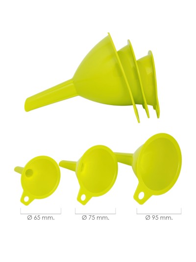 Embudos Plástico Cocina Ø 65 / 75 / 95 mm. (Set 3 Embudos)