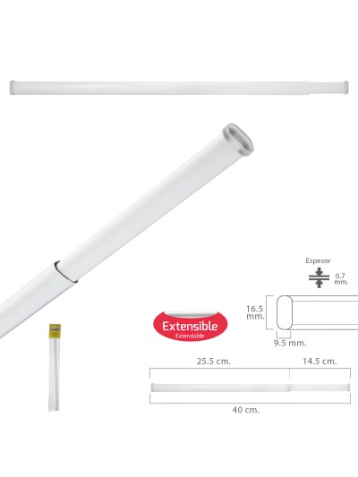 Barra Visillo Extensible 25.5/40 cm. Con Muelle Presion Ajustable  (1 Pieza)