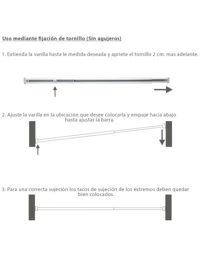 Barra Visillo Extensible 37.5/60 cm. Con Muelle Presion Ajustable  (1 Pieza)