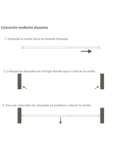 Barra Visillo Extensible 70/88 cm. Con Soporte, Sin Muelle (2 piezas)