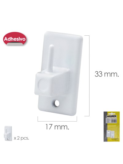 Gancho Visillo / Cortina Adhesivo Blanco (Blister 2 Piezas)