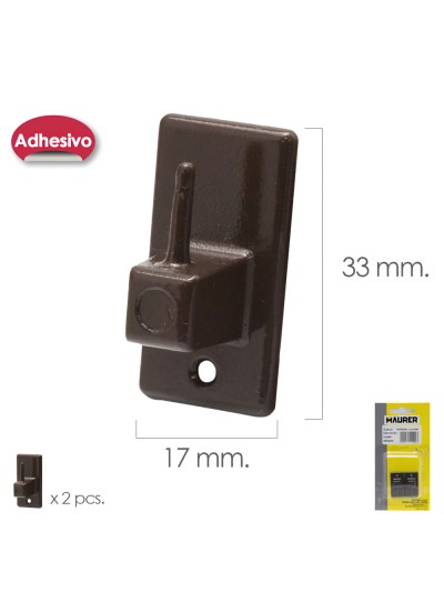 Gancho Visillo / Cortina Adhesivo Marron (Blister 2 Piezas)