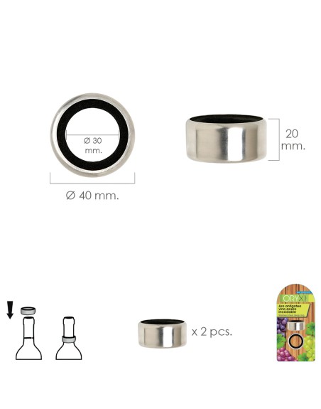 Aro Antigoteo Vino Acero Inoxidable (Blister 2 unidades)